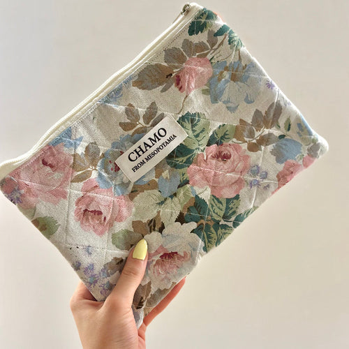 CHAMO Cosmetic Bag Pink Roses - Hand View