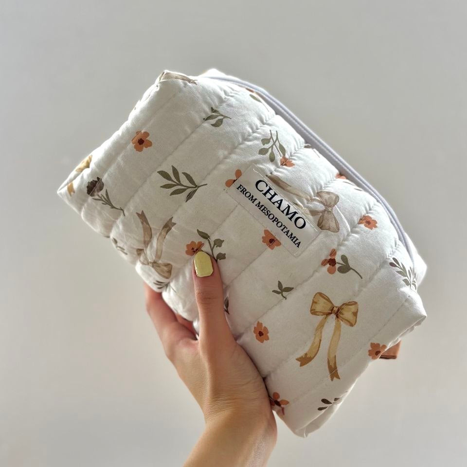 Botanical Quilted Cosmetic Bag